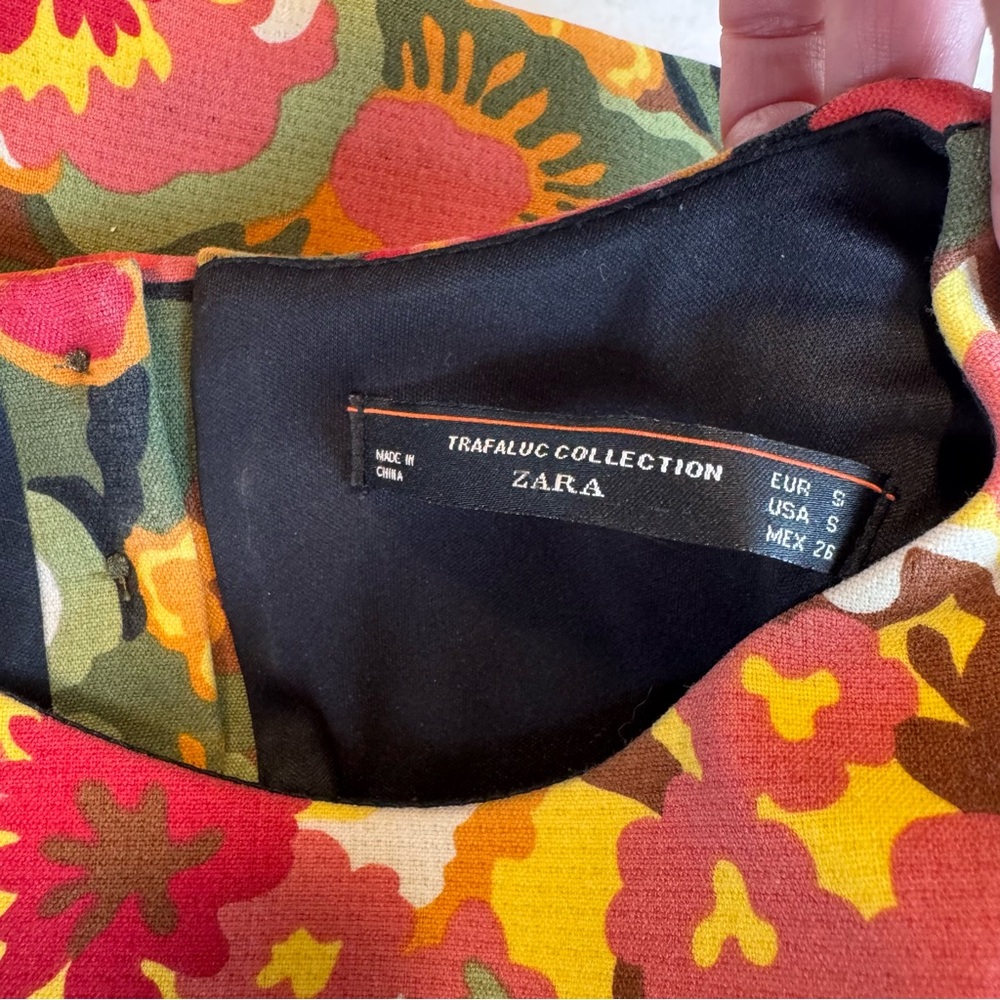 Zara Trafaluc Floral Romper in Green & Orange Small - Picture 12 of 14